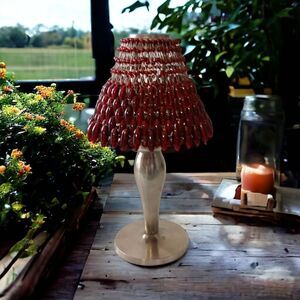 Pottery‎ Barn Candle Holder Lamp Tealight Votive Beaded Shade Goth Witchy Boho.